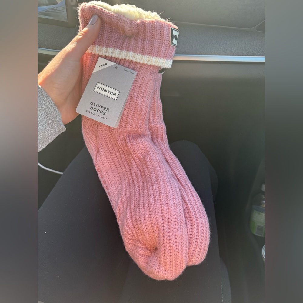 Hunter Cozy Pink Slipper Socks